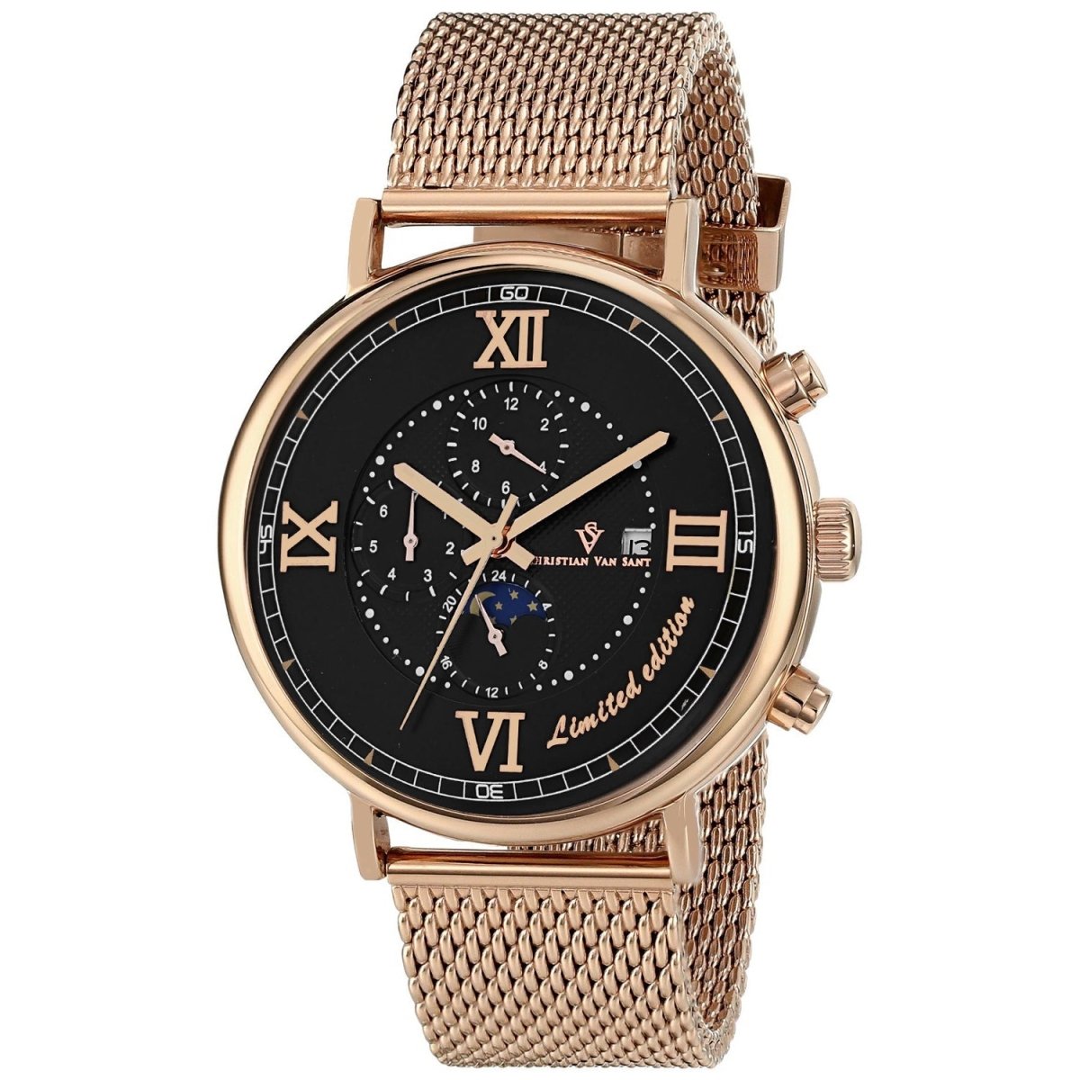 Christian Van Sant Men's Somptueuse LTD watch with a sleek design, metal band, and elegant face.