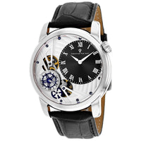 Men's Sprocket Auto-Quartz Watch by Christian Van Sant with stainless steel band and black dial, displayed on a white background.