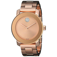 Movado Women's Bold watch with sleek design and silver-tone dial, showcasing modern elegance and minimalist style.