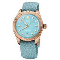 Oris women's dive watch with black dial, stainless steel band, and water resistance up to 300 meters