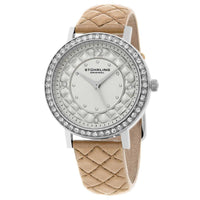 Stuhrling Women's Audrey watch with a sleek design, gold-tone case, and leather strap, perfect for elegant everyday wear.