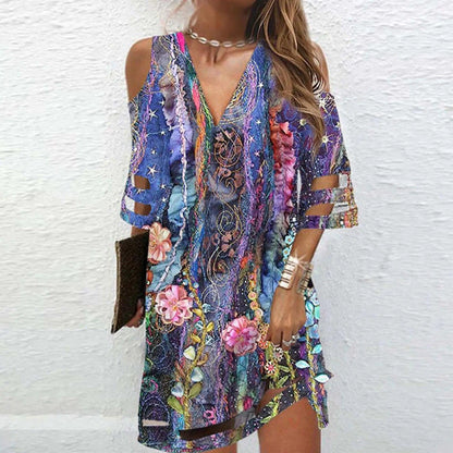Boho Chic V-Neck Tie Dye Dresses - MANDOTOS