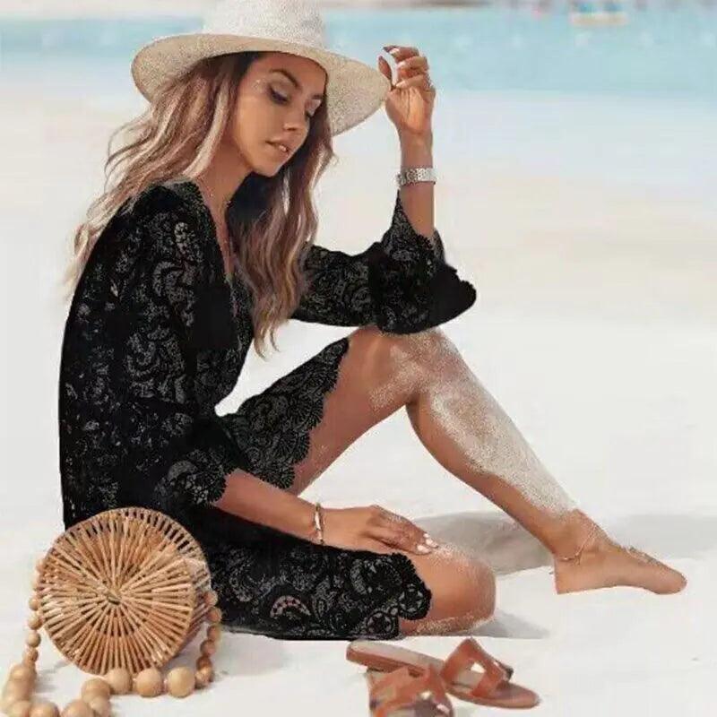 Boho Lace Maxi Beach Cover-Up Dress - MANDOTOS