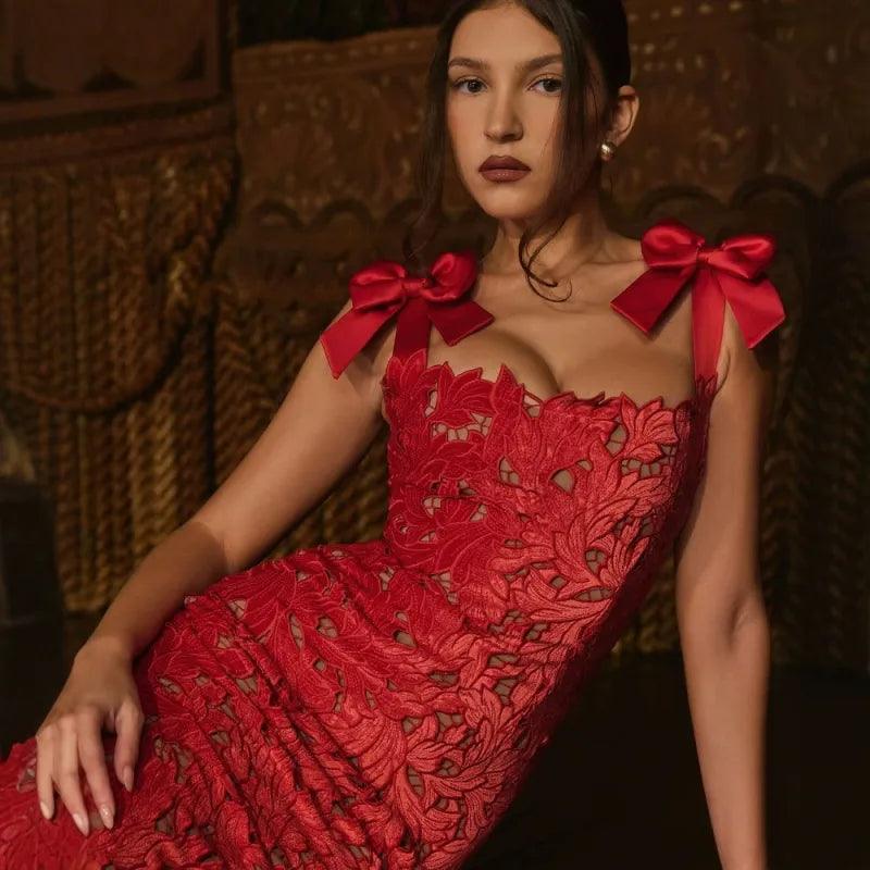 Bow Tie Vacation Dress With Lining Included - MANDOTOS