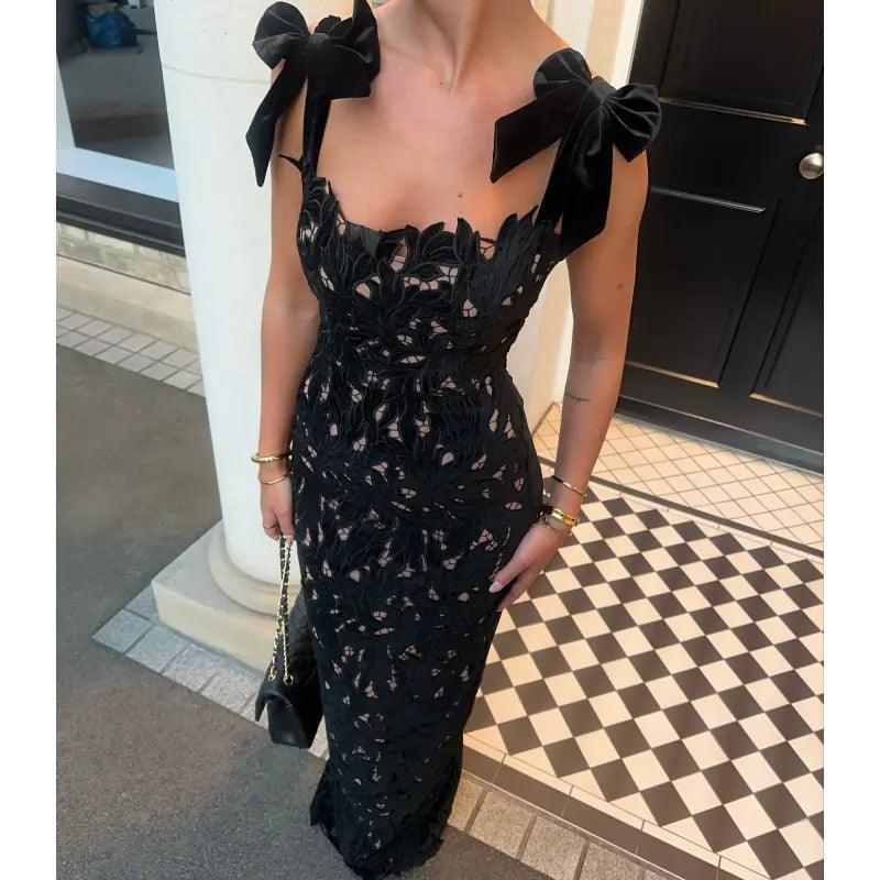 Bow Tie Vacation Dress With Lining Included - MANDOTOS