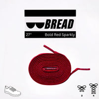 Red elastic shoelace by Bread, showing close-up of flexible, durable laces suitable for athletic or casual shoes.