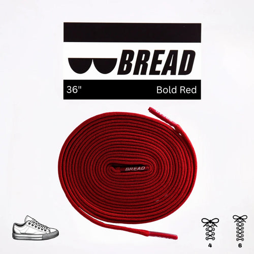 Bold red elastic shoelace by Bread, flexible and durable laces designed for easy slip-on and secure fit.