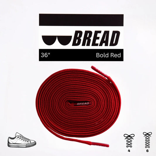 Bold red elastic shoelace by Bread, flexible and durable laces designed for easy slip-on and secure fit.
