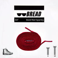 Bold red elastic shoelace by Bread, featuring a stretchy design and durable material perfect for casual sneakers.