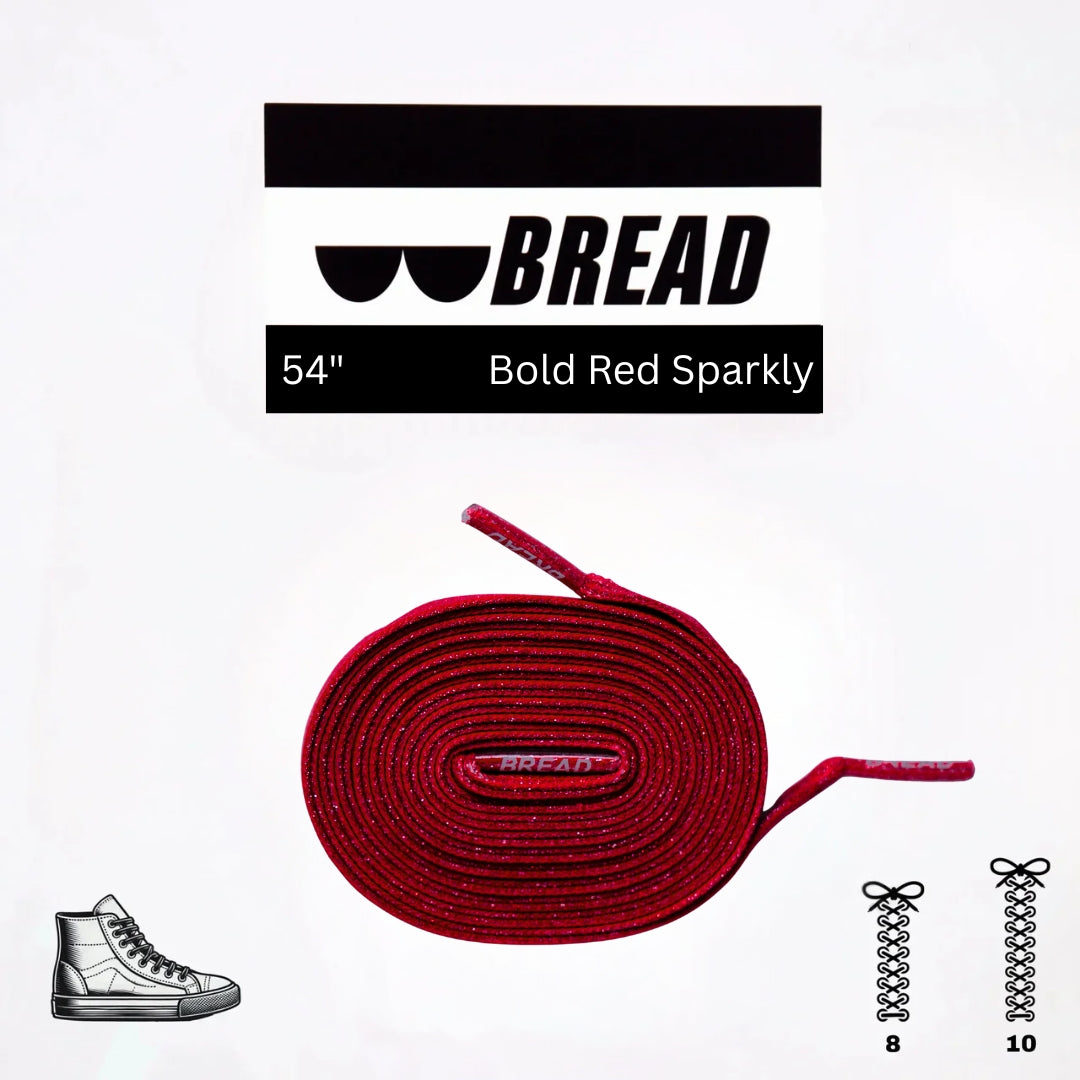 Bold red elastic shoelace by Bread, featuring a stretchy design and durable material perfect for casual sneakers.