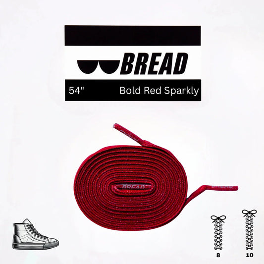 Bold red elastic shoelace by Bread, featuring a stretchy design and durable material perfect for casual sneakers.