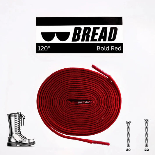 Bold red elastic shoelace from Bread with stretchy, durable design for easy wearing and secure fit.