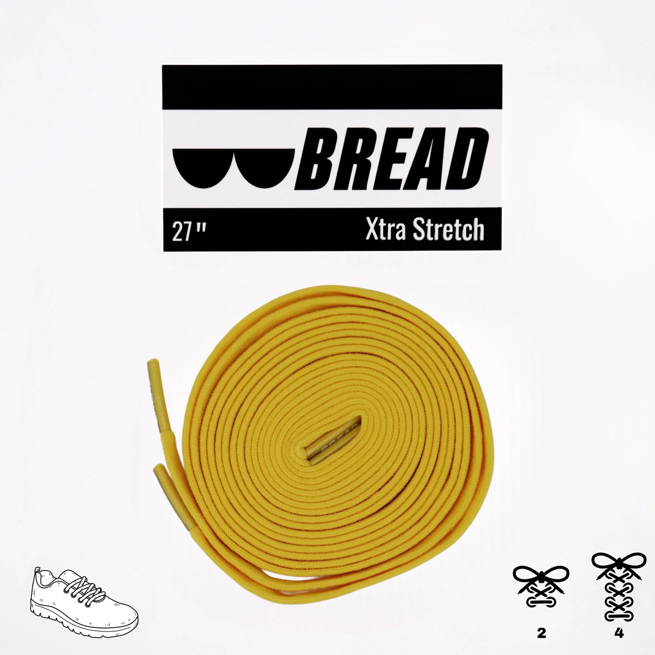 Bread Elastic Shoelace in Corona Yellow, stretchy and durable for comfortable, secure footwear.