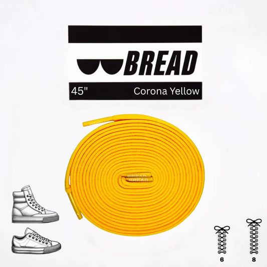 Bread Corona Yellow elastic shoelace in bright yellow with a flexible, stretchable design for easy wearing and secure fit.