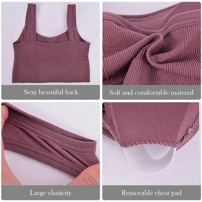 Breathable Sports Bra Anti-Sweat Fitness Top Women Seamless Yoga Bra Shockproof Crop Top Push Up Sport Bra Gym Workout Top - MANDOTOS