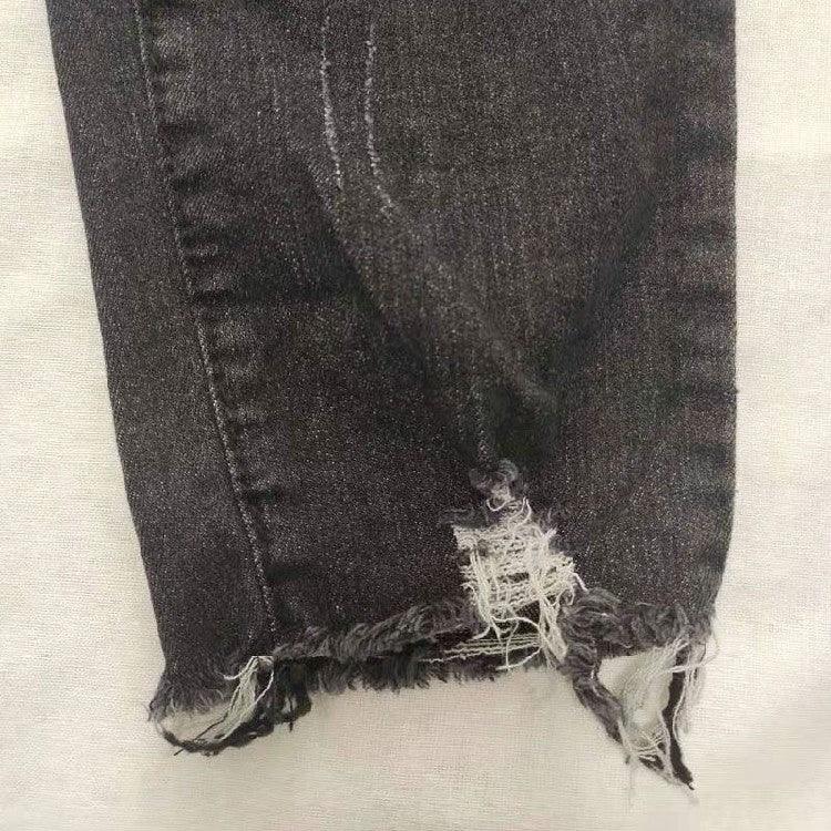 Brushed Stretch Denim Cargo Pants Pencil Pants Denim Women's Pencil Pants - MANDOTOS