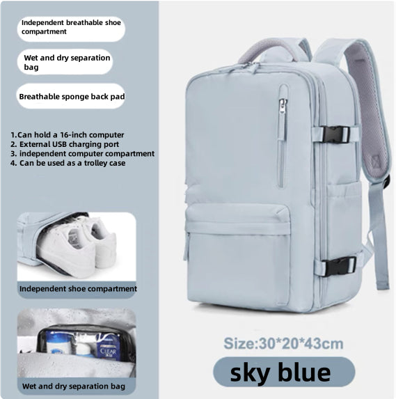 Ancient Energy large capacity travel backpack with multiple compartments, suitable for students and school use.
