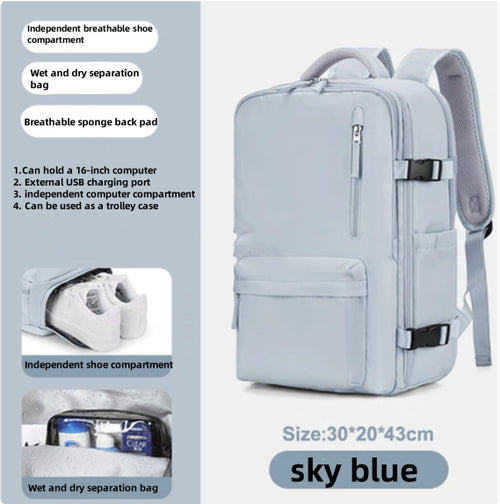 Ancient Energy large capacity travel backpack with multiple compartments, suitable for students and school use.