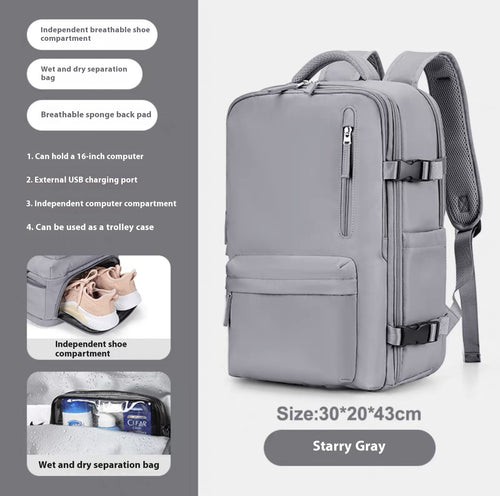 Ancient Energy large capacity travel backpack with multiple compartments, ideal for students and school use, in durable fabric.