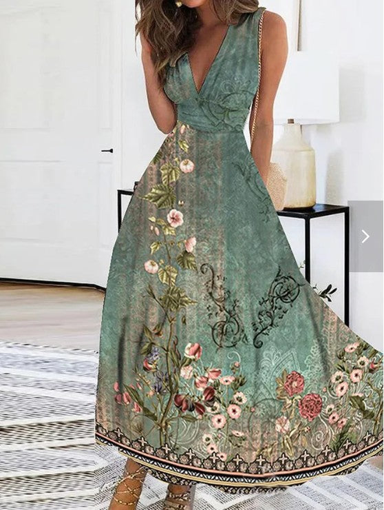 2023 Floral Elegance V-Neck Dress