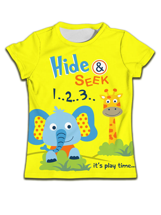 Children's boy T-shirt by Ancient Energy featuring a soft fabric and a cute cat cartoon pattern on a casual style.