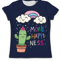 Children's boy T-shirt by Ancient Energy featuring a soft fabric and a cute cat cartoon pattern on casual clothing.