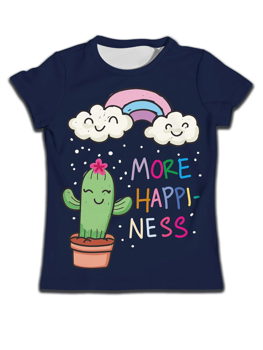 Children's boy T-shirt by Ancient Energy featuring a soft fabric and a cute cat cartoon pattern on casual clothing.