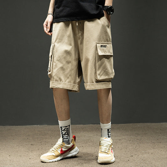 Men's cargo shorts by Ancient Energy with multiple pockets, perfect for summer casual wear, shown in a neutral fabric.