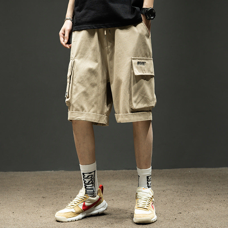 Men's cargo shorts by Ancient Energy with multiple pockets, perfect for summer casual wear, shown in a neutral fabric.