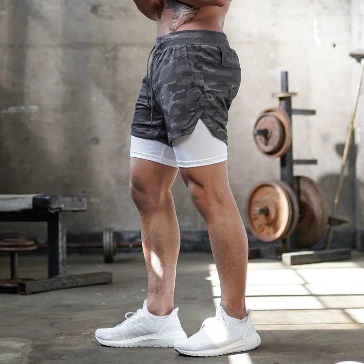 Camo Running Shorts Men Gym Sports Shorts 2 In 1 Quick Dry Workout Training Gym Fitness Jogging Short Pants Summer Men Shorts - MANDOTOS