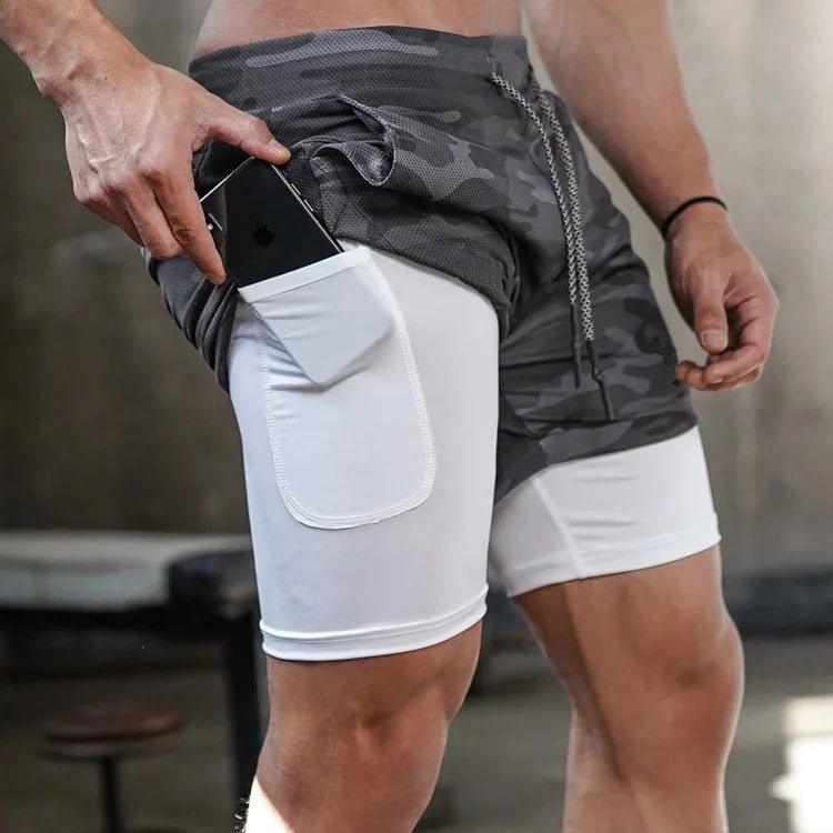 Camo Running Shorts Men Gym Sports Shorts 2 In 1 Quick Dry Workout Training Gym Fitness Jogging Short Pants Summer Men Shorts - MANDOTOS