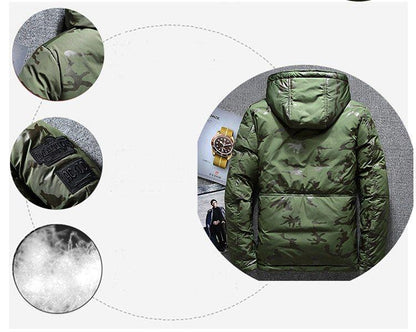 Camouflage Men's Winter Jacket Coat Hooded Casual Slim Down Parka Autumn Camo Windproof Warm Mens Overcoat - MANDOTOS