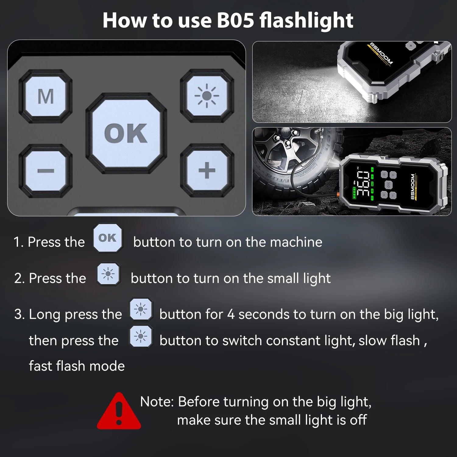 Car Jump Starter With Air Compressor LCD Screen 21800mAh Portable Booster Charger 6000A Powerful Car Battery Starting Devi - MANDOTOS