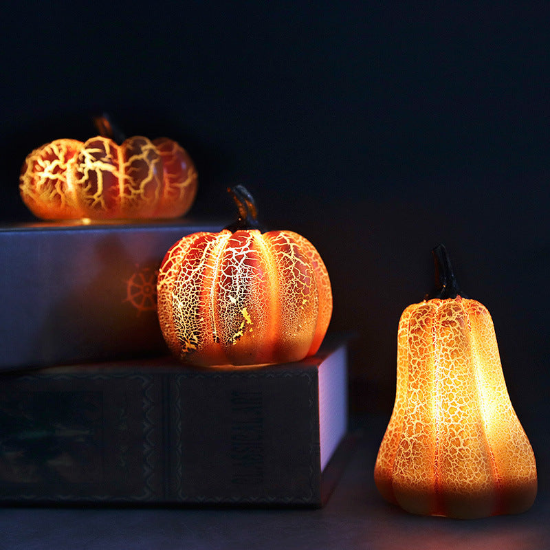 New Halloween Pumpkin Lantern Simulation Pumpkin LED Candle Lamp Resin Luminous Pumpkin - MANDOTOS