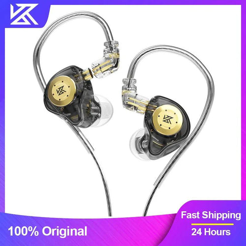 KZ EDX Pro earphones with in-ear monitor design, wired HiFi headphones, bass stereo sound, noise cancelling, for gaming and music.