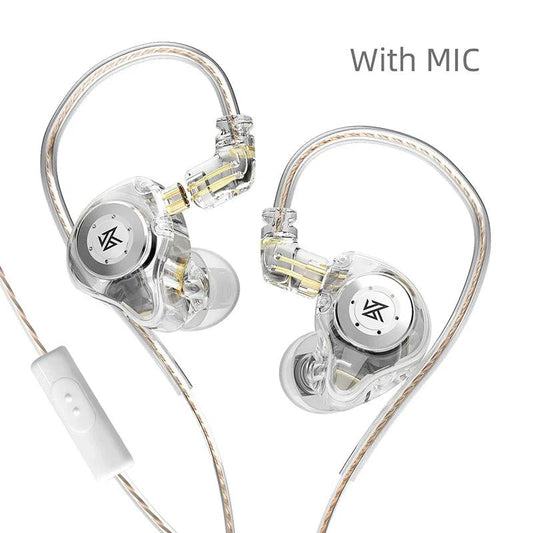 KZ EDX Pro in-ear monitor earphones with wired design, black, featuring dynamic drivers, bass, stereo sound, and noise cancelling headset