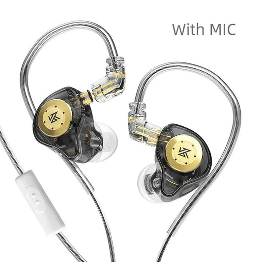 KZ EDX Pro wired in-ear monitor earphones with bass, stereo sound, noise cancelling, and sleek design for gaming and music.