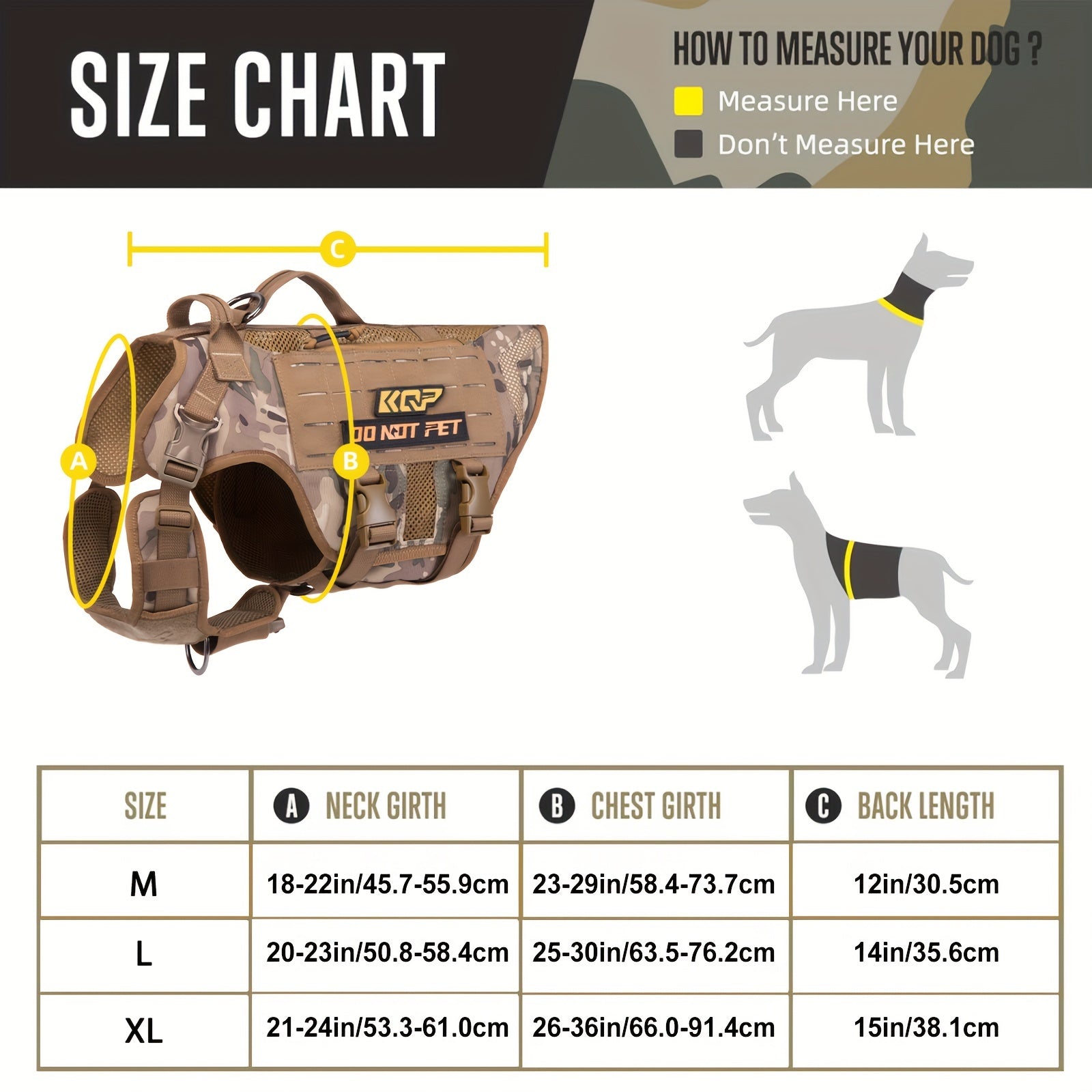 No Pull Tactical Dog Harness - Adjustable Molle Vest with Hook & Loop Panels, Handle for Training Walking Hunting Work Dogs - MANDOTOS