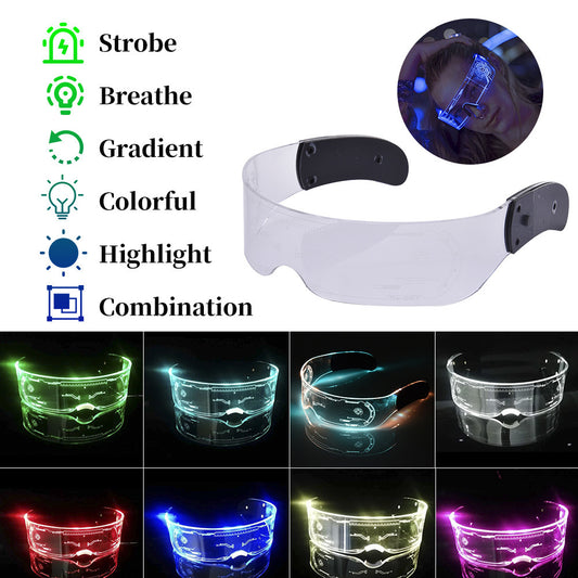 LED Luminous Glasses Party Bar Disco Punk Glasses Futuristic Style Festival Goggles Decoration Gifts - MANDOTOS