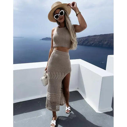 Chic Beach Knit Skirt Set - MANDOTOS