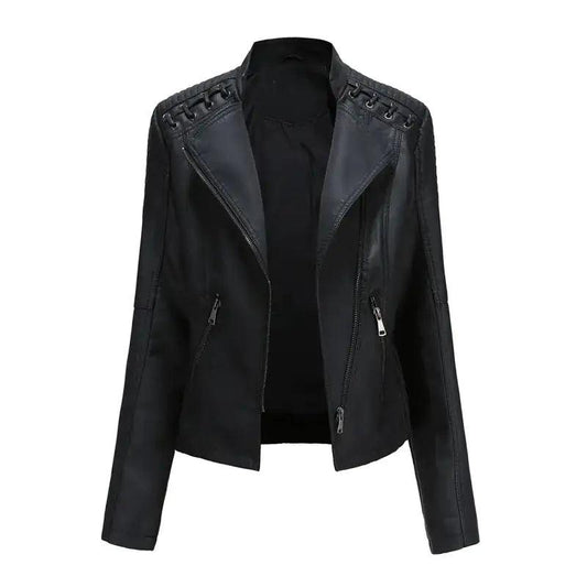 Chic Feminine Leather Coat - MANDOTOS