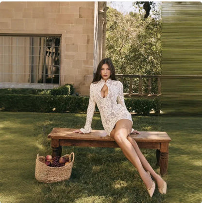 Chic Hollow-Out Bell Sleeve Dress - MANDOTOS