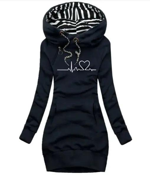 Chic Hooded Sweatshirt Dress - MANDOTOS