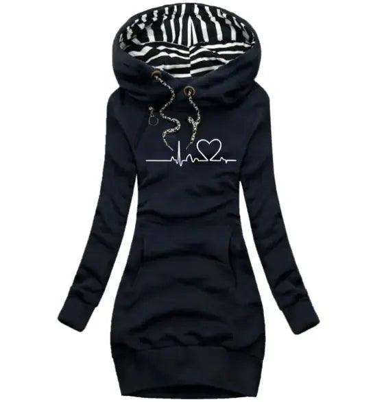 Chic Hooded Sweatshirt Dress - MANDOTOS
