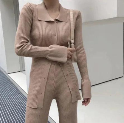 Chic Knit Collared Ensemble - MANDOTOS