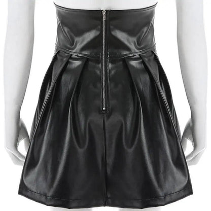 Chic Leather Lace-Up Skirt - MANDOTOS