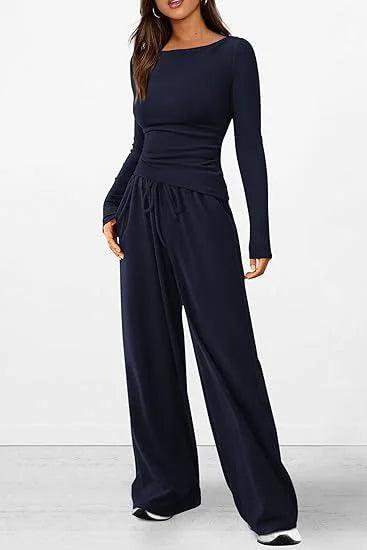 Chic Long-Sleeve Trousers Set - MANDOTOS
