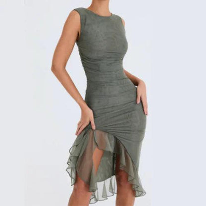 Chic Sleeveless Midi Dress - MANDOTOS