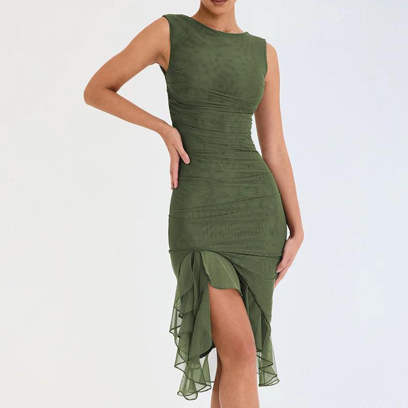 Chic Sleeveless Midi Dress - MANDOTOS