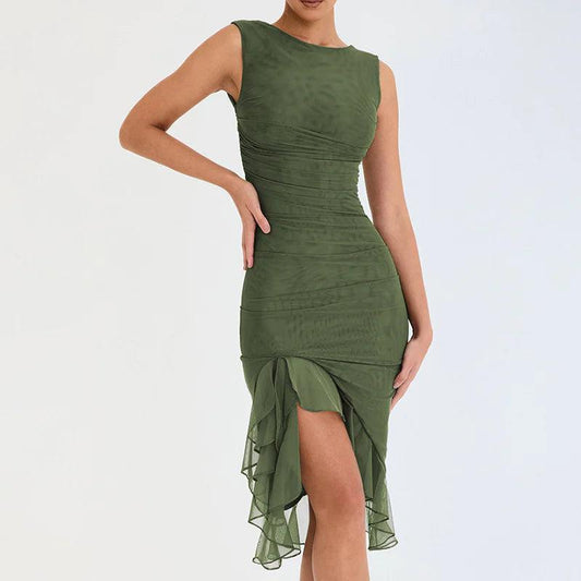 Chic Sleeveless Midi Dress - MANDOTOS